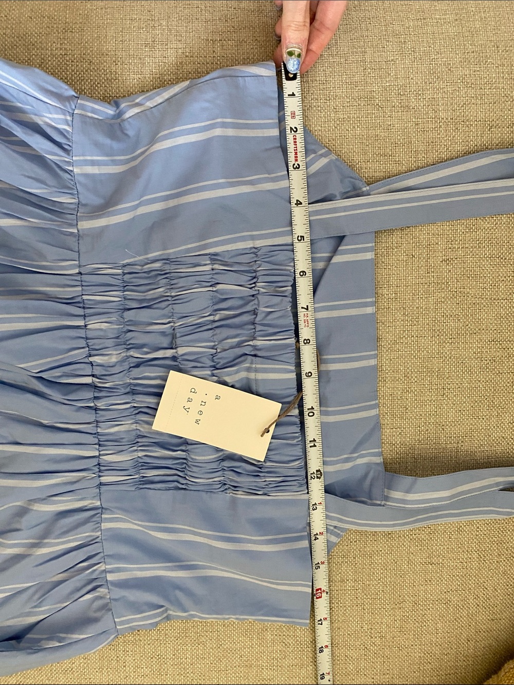 NWT A new day Blue and White Striped Square-Neck midi Sundress - Picture 4 of 4